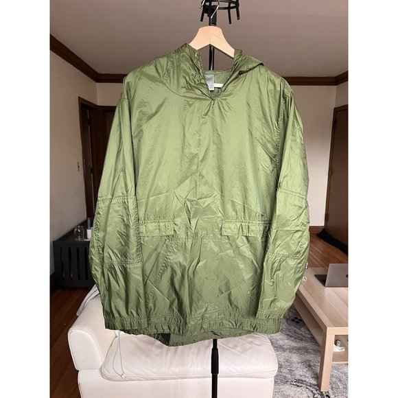 VINTAGE NIKE PULLOVER RAINCOAT WINDBREAKER OLIVE GREEN JACKET SIZE LARGE 1990S - Picture 1 of 6
